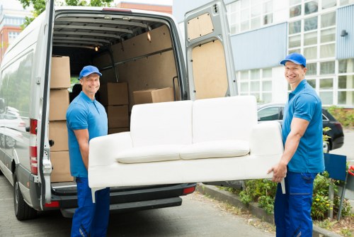 Moving team handling apartment removals in Canary Wharf with local access challenges
