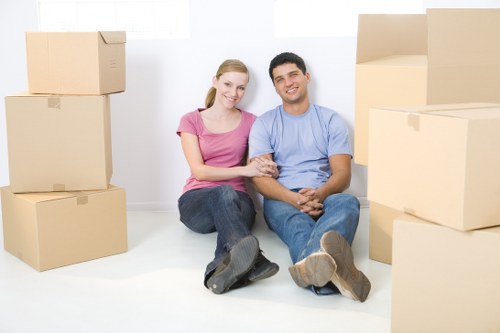 Removal team preparing a flat move in Canary Wharf with apartment access planning