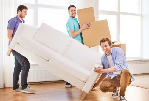 Loading furniture and boxes for a move in Canary Wharf